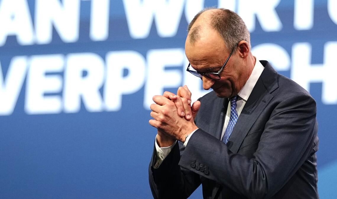 Friedrich Merz nach seiner Rede beim 38. CDU-Bundesparteitag in Stuttgart.