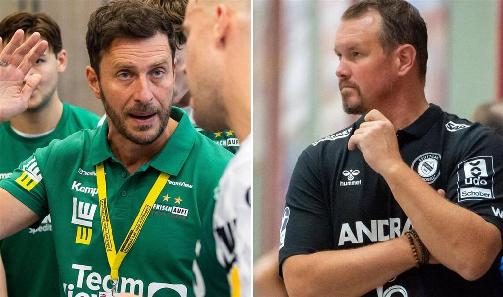 Frisch-Auf-Trainer Ben Matschke (li.), TVB-Coach Misha Kaufmann: Tests bei starken Gegnern