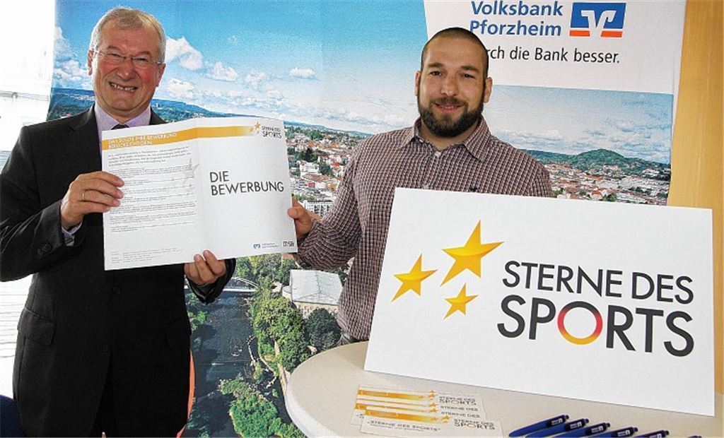Fritz Schäfer von der Volksbank Pforzheim (li.) und Tobias Müller vom Sportkreises Pforzheim-Enzkreis hoffen auf viele Bewerber.