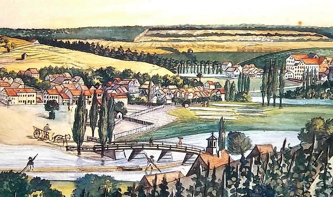 Frühere Brückenbauwerke basierten auf einem oder mehreren Stützpfeilern, was bei Hochwasser wegen im Fluss treibender Holzstämme stets ein Risiko darstellte. Fotos: Rapp/Stadtarchiv