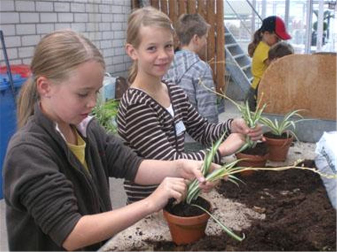 Gartenarbeit mit Spaßfaktor: Birte (re.) und Navina sichern sich am zweiten Tag den Meistertitel im Eintopfen, doch auch beim Umgang mit der Schubkarre ist Geschicklichkeit gefragt. Fotos: Schröder