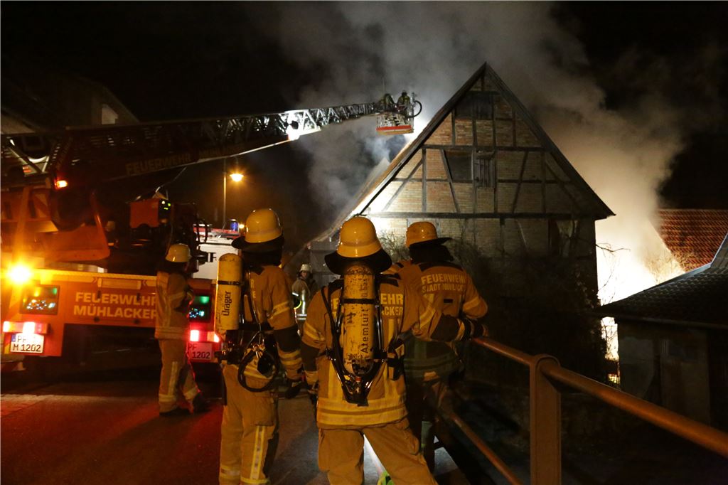 Gasflaschen, die in der Scheune gelagert waren, sorgten für Explosionen und starke Flammen. Foto: Recken
