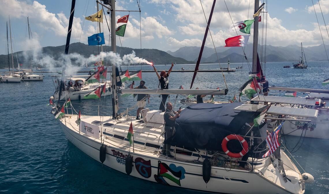 Gaza-Hilfsflotte beim Verlassen des türkischen Hafens von Marmaris in Richtung Gaza. (Archivbild)