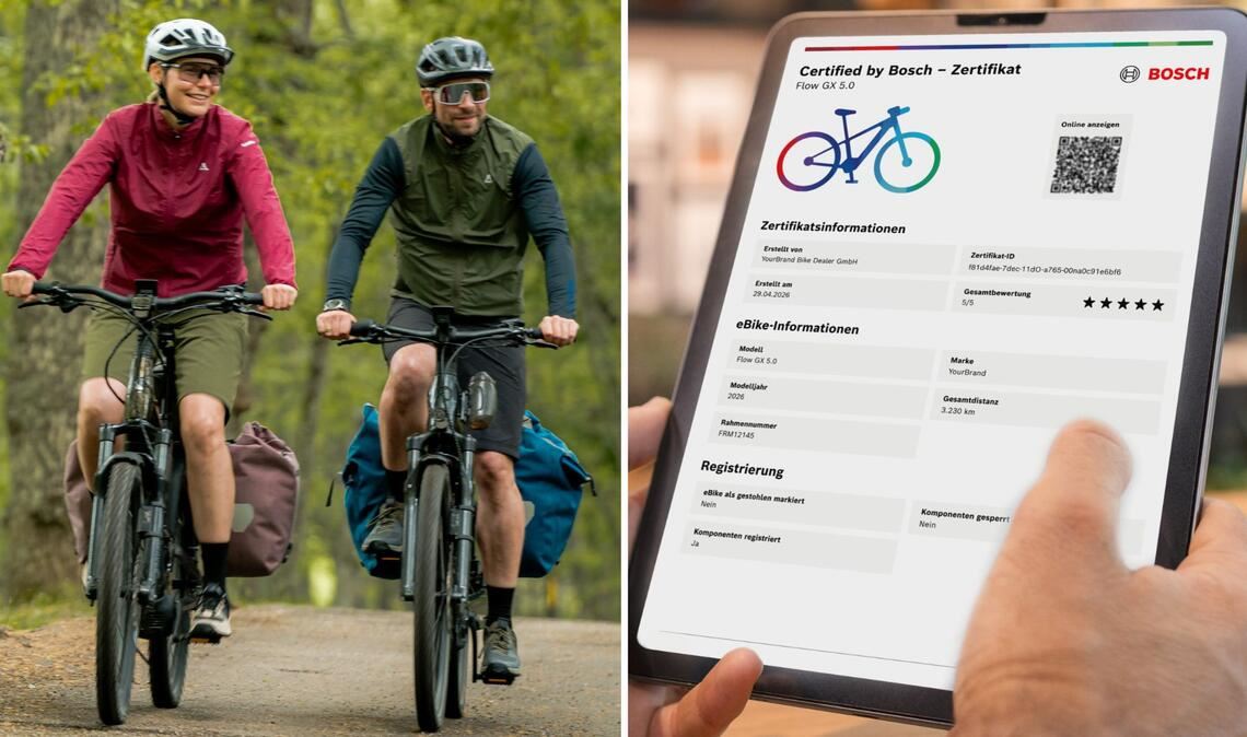 Gebraucht eE-Bikes, die mit einem Bosch-System ausgestattet sind, können künftig digital erfasst werden. „Certified by Bosch“ heißt das Tool dafür.