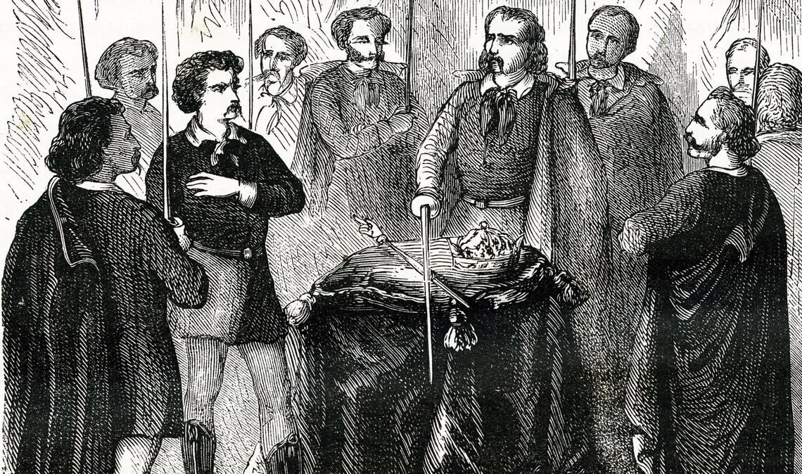 Geheimtreffen der Illuminati (Druck aus dem 19. Jahrhundert).