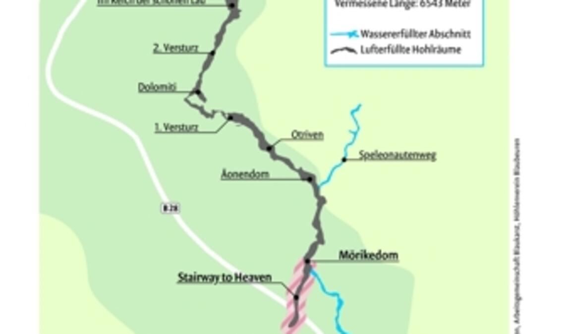 Gesamtdarstellung des Blauhöhlensystems.