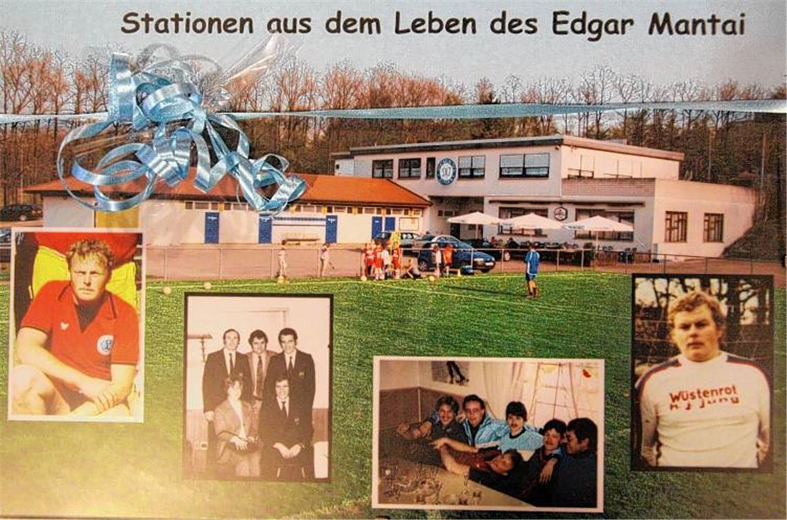Geschenk für den Geehrten: Eine Fotokollage zeigt Edgar Mantai als Fußballer des SV Illingen in jungen Jahren im Kreise seiner Kameraden. Fotos: Eigner