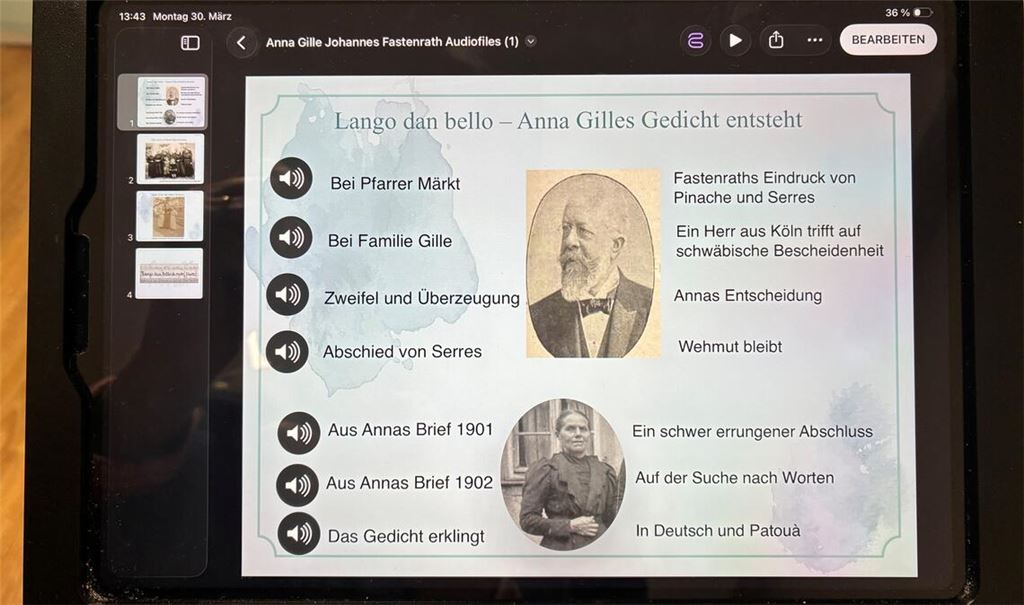 Gleich bei der Premiere ein Renner: das neue Tablet, mit dessen Hilfe Teile eines Briefwechsels nachgehört werden können. Fotos: privat