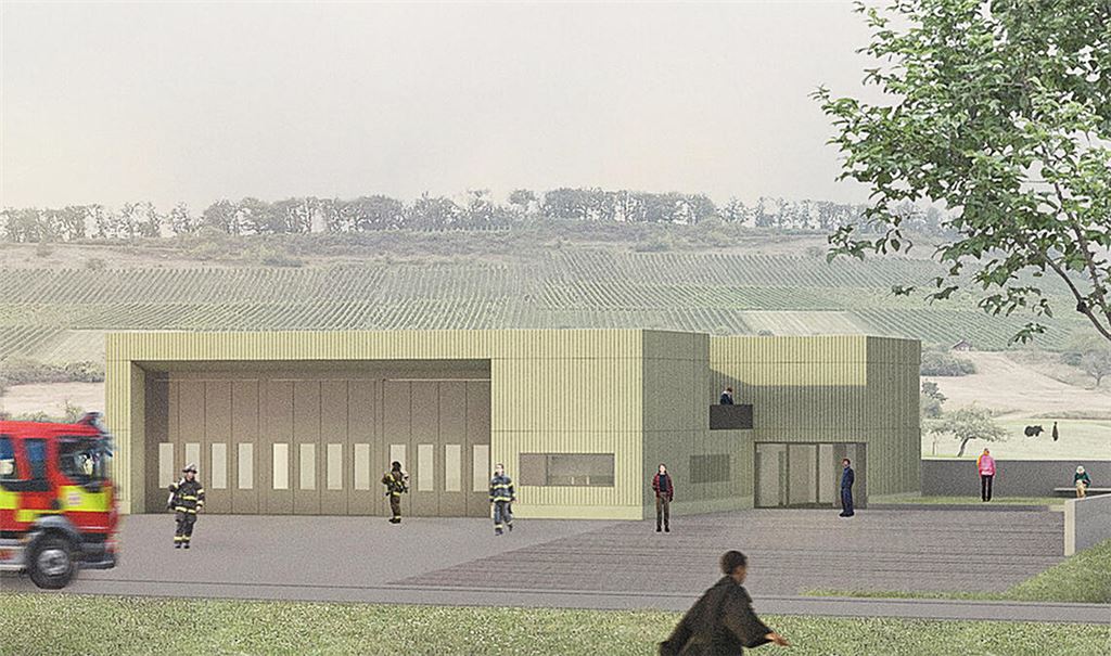 Großprojekt für die Gemeinde Illingen: Studie des neuen Feuerwehrhauses für den Ortsteil Schützingen. Visualisierung: Büro Architektur 109