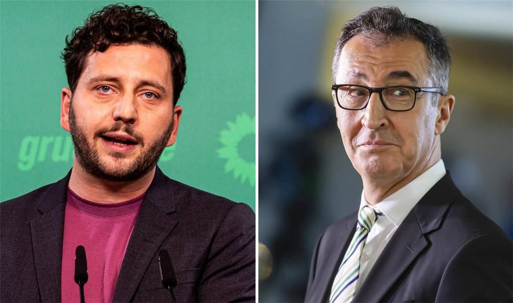 Grünen-Co-Chef Felix Banaszak (li.) fragt sich, was sich aus dem Erfolg  mit Cem Özdemir in Baden-Württemberg für die Gesamtpartei ableiten lässt.