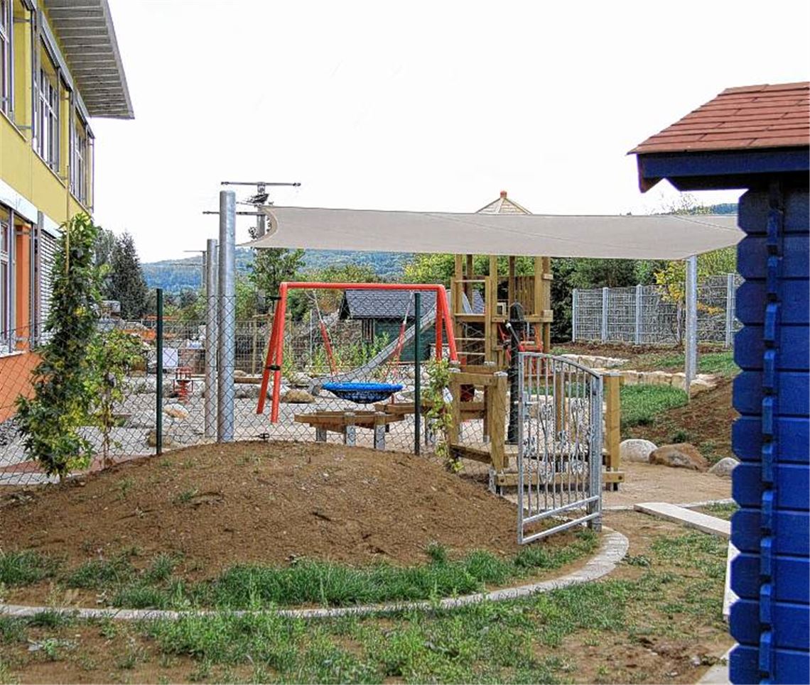 Gut ausgestattet: das Außengelände des Blumhardt-Kindergartens in Lomersheim.