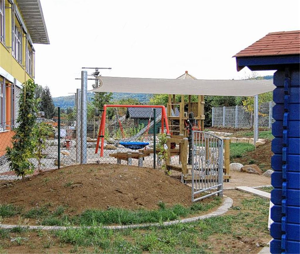 Gut ausgestattet: das Außengelände des Blumhardt-Kindergartens in Lomersheim.