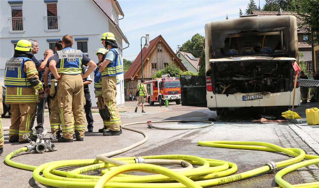 Gut gerüstet kann die Großglattbacher Wehr Einsätzen wie dem Busbrand im Jahr 2018 entgegenblicken. Foto: Archiv