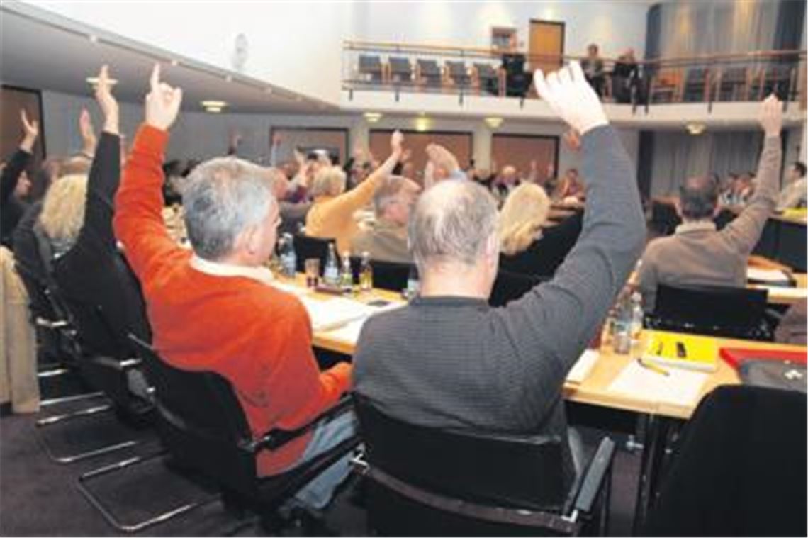 Hände hoch! Der Mühlacker Gemeinderat stimmt dem Etatplan für das bereits laufende Jahr zu. Die Bürger werden stärker zur Kasse gebeten; die Stadt braucht die Einnahmen dringend. Foto: Sadler