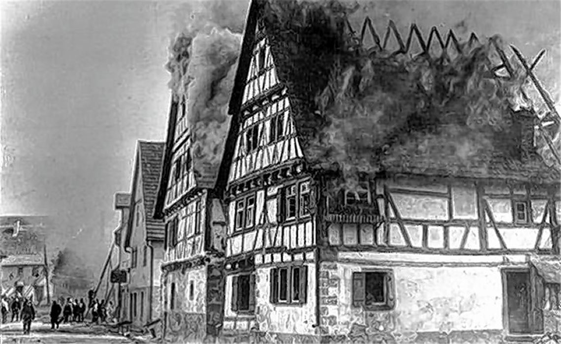 Halb Öschelbronn steht in Flammen.