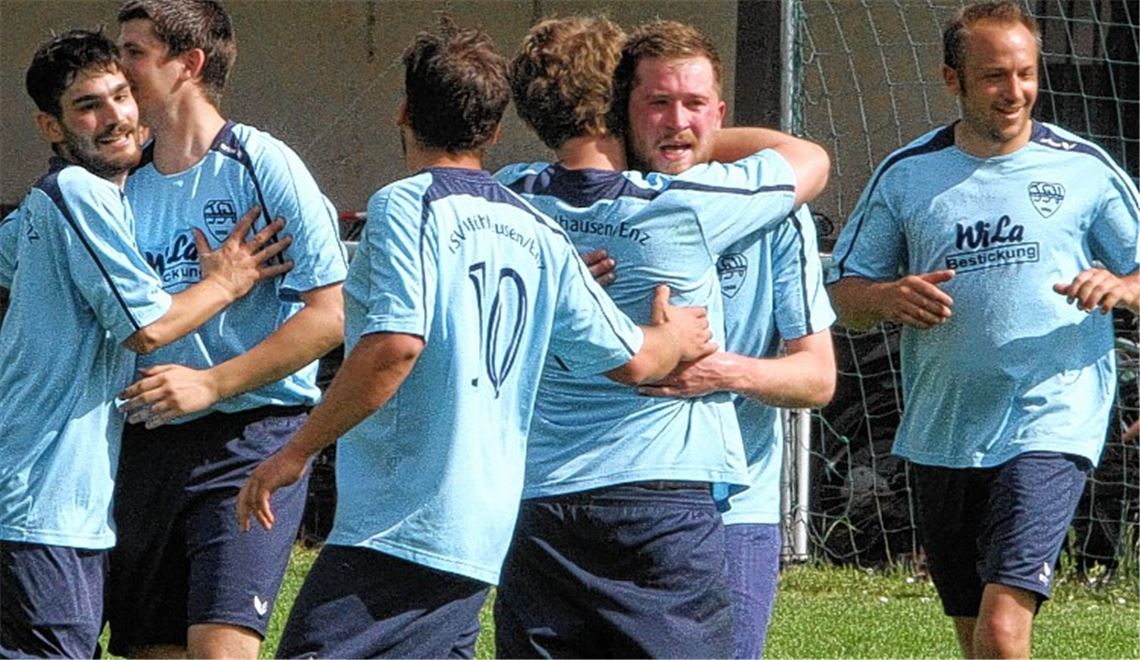 Halbe Miete: Mühlhausen geht nun mit drei Punkten Vorsprung auf den Relegationsplatz, aber der deutlich schlechteren Tordifferenz gegenüber dem dort rangierenden SV Sternenfels, in den letzten Spieltag. Obendrein hat man gestern auch das spielfreie Großglattbach überholt. Archivfoto: Eigner