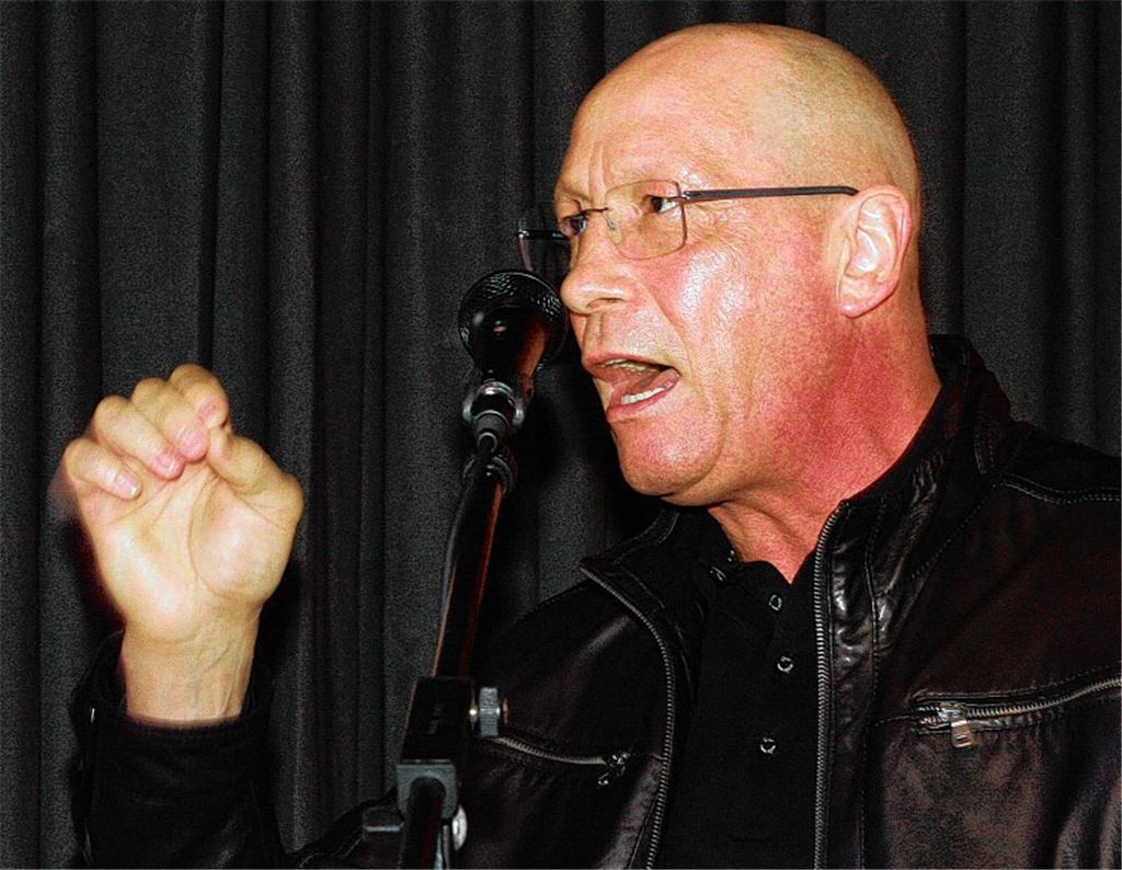 Hauptredner Uwe Hück in Aktion. Foto: Wacker