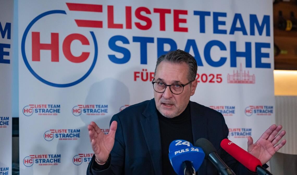 Heinz-Christian Strache (FPÖ) bei einer Pressekonferenz im Februar 2025. (Archivbild)