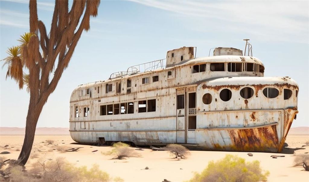 Heiß, trocken, wasserarm: Sieht so die Zukunft aus? Ein verrostetes Schiff liegt verloren im ausgetrockneten Aralsee, einem großen, abflusslosen Salzsee in Zentralasien.