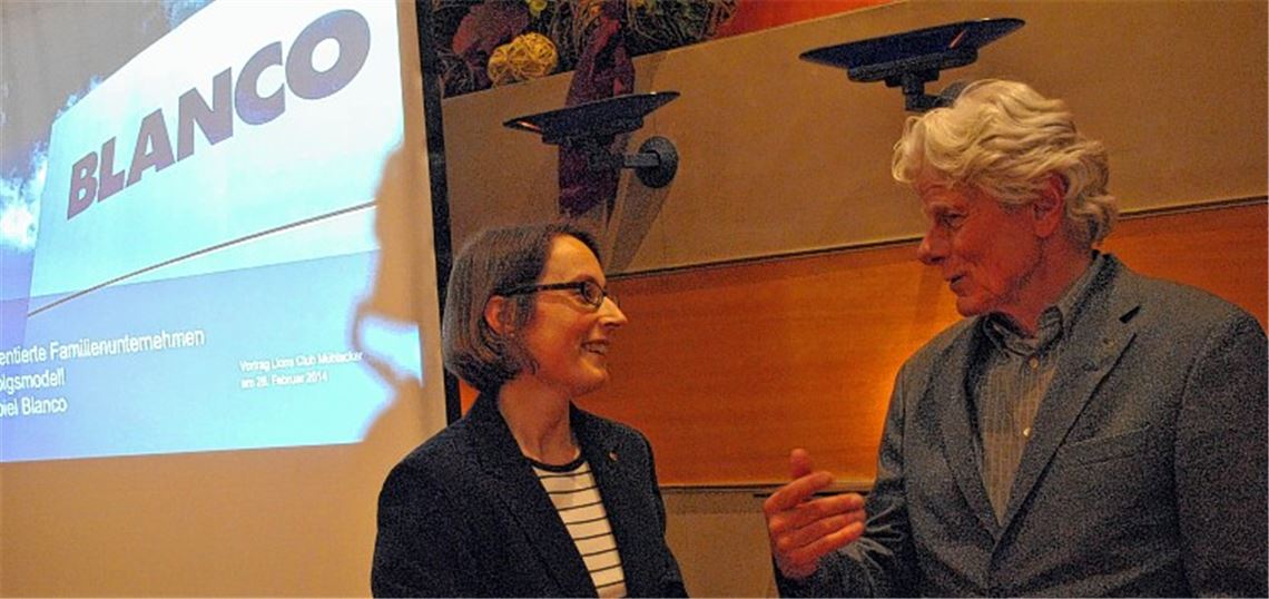 Hochkarätiger Referent beim Clubabend: Lions-Präsidentin Isabelle Ziegler und Frank Straub von der Blanco-Gruppe.