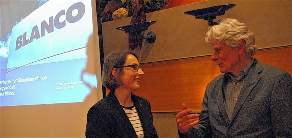 Hochkarätiger Referent beim Clubabend: Lions-Präsidentin Isabelle Ziegler und Frank Straub von der Blanco-Gruppe.