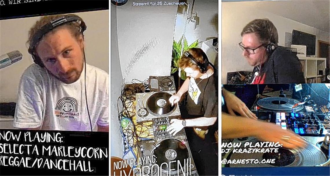 Hörtest der besonderen Art: Unsere Reporterin Ulrike Stahlfeld klinkt sich in den Live-Stream von „Der Sender funkt“ ein und macht die eigenen vier Wände zur Disco. Die Beats gehen unter die Haut, der Fachjargon im Chat ist allerdings eher was für Eingeweihte. Die Zuhörer freuen sich über die „kulturelle Dienstleistung“ in Zeiten der Pandemie, die Besuche im Club unmöglich macht. Fotos: privat