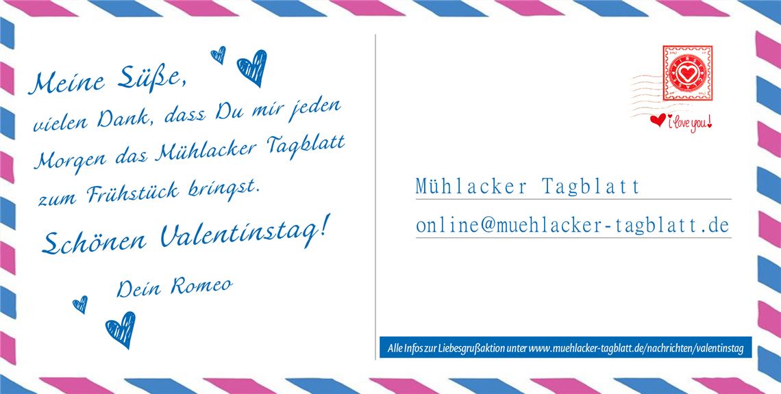 Ihr Liebesgruß zum Valentinstag auf www.muehlacker-tagblatt.de