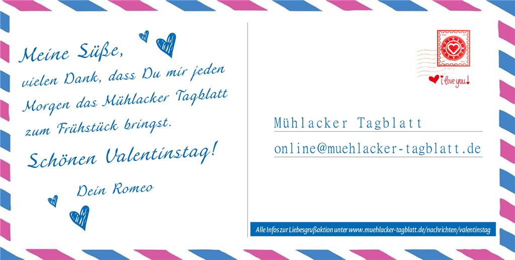 Ihr Liebesgruß zum Valentinstag auf www.muehlacker-tagblatt.de