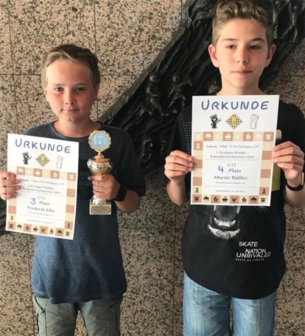 Illinger Schachnachwuchs erzielt in Ersingen gute Ergebnisse: Frederik Elbs wird Dritter, Moritz Bäßler Vierter. Foto: privat