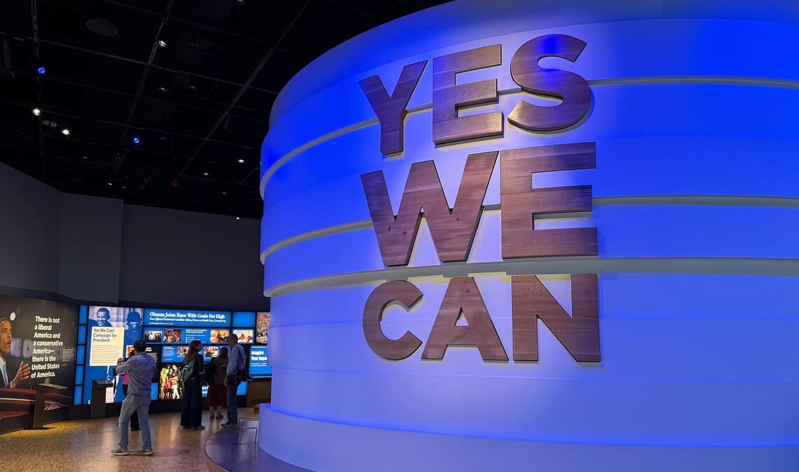 Im Museum finden sich einige bekannte Slogans von Obama – so auch "Yes we can".