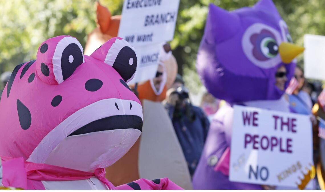 Im Oktober 2025 in Portland:  Menschen in Tier-Kostümen protestieren gegen die Trump-Regierung.