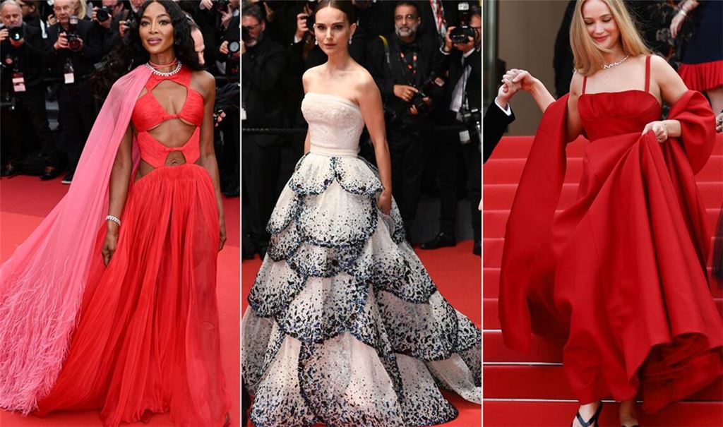 In Cannes wird geklotzt, nicht gekleckert: Naomi Campbell, Natalie Portman und Jennifer Lawrence (von links).