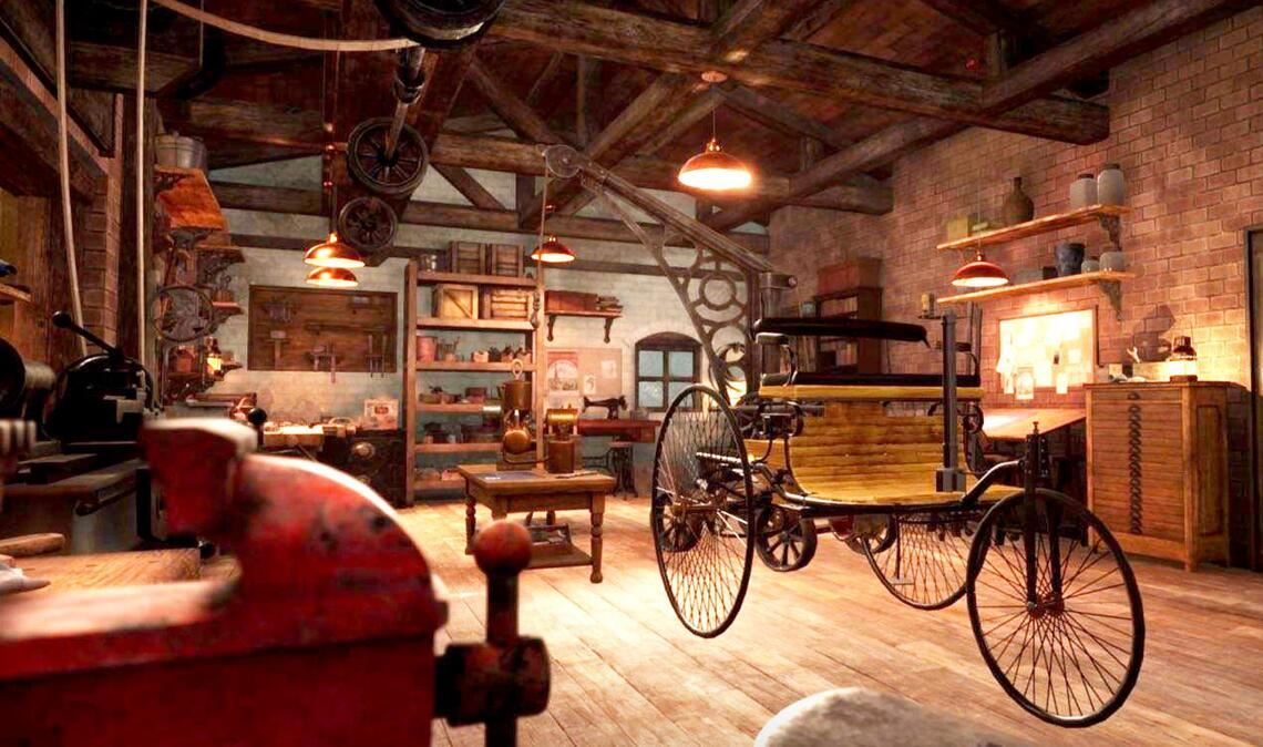 In Carl Benz’ Werkstatt: Szenerie aus der VR-Story „Mrs Benz“