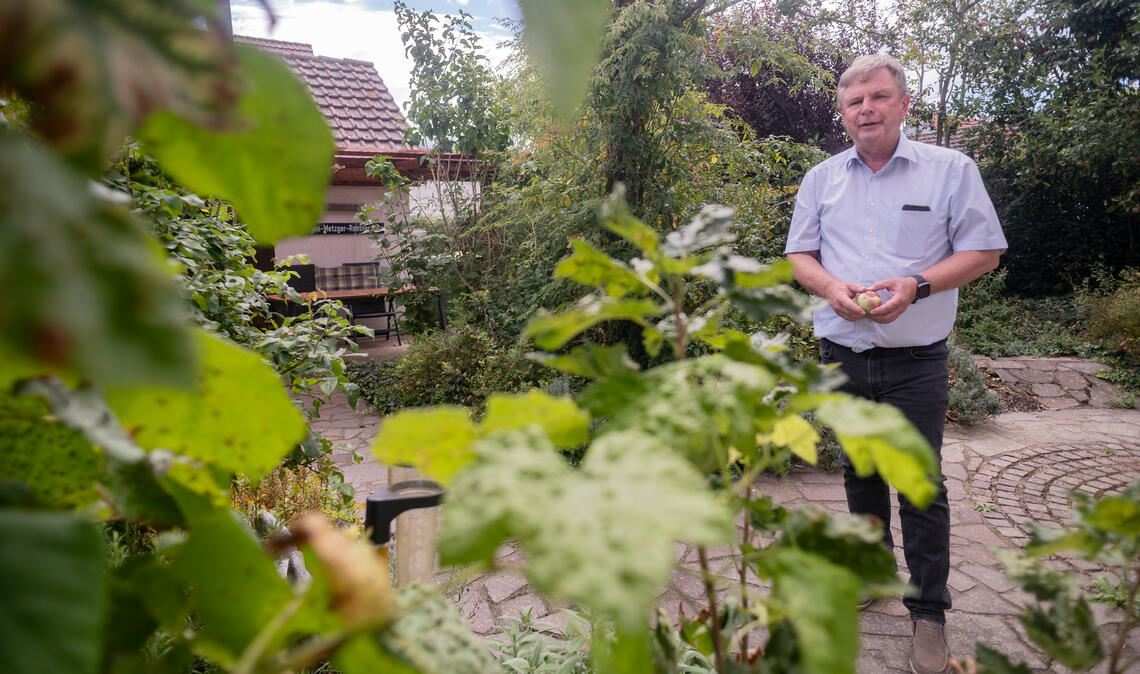 In Jürgen Metzgers Garten gibt es viele schattenspendende Pflanzen. Dennoch spürt auch er die Folgen der Hitze und Trockenheit. Foto: Fotomoment