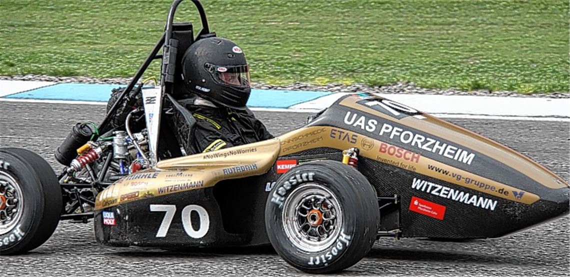 In allen Wettbewerbs-Disziplinen zeigt der Rennwagen aus Pforzheim, das er konkurrenzfähig ist.