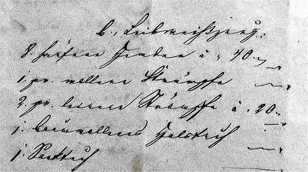 In der Kategorie „Leibweißzeug“ aufgelistet ist unter anderem das eine „Sacktuch“, das Anna Maria geborene Jäck besaß.