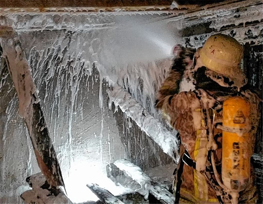 Schuppen durch Brand beschädigt