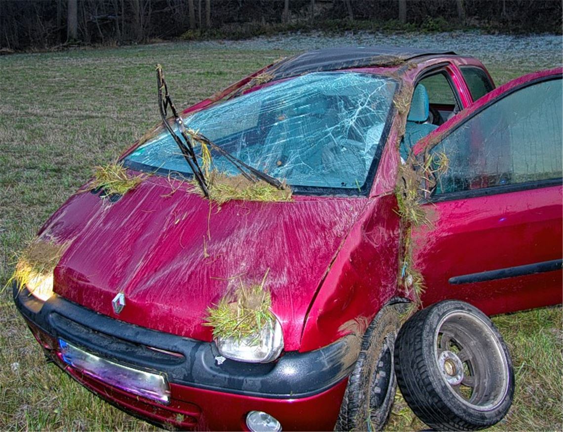 Ins Schleudern gekommen: Eine leicht verletzte Fahrerin und ein total demoliertes Auto sind die Folgen eines Unfalls auf der B10 zwischen Illingen und Vaihingen. 