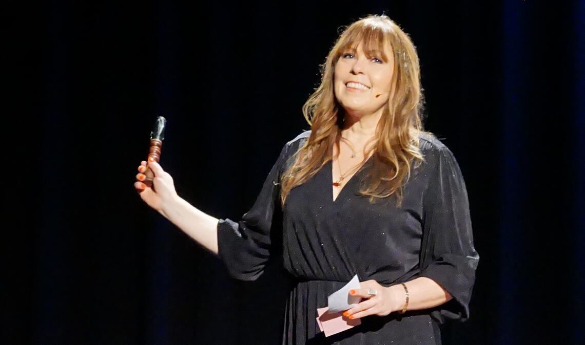 Ist lieber „Katie“ als „Katja“: Katie Freudenschuss zu Gast im Uhlandbau. Foto: Bastian