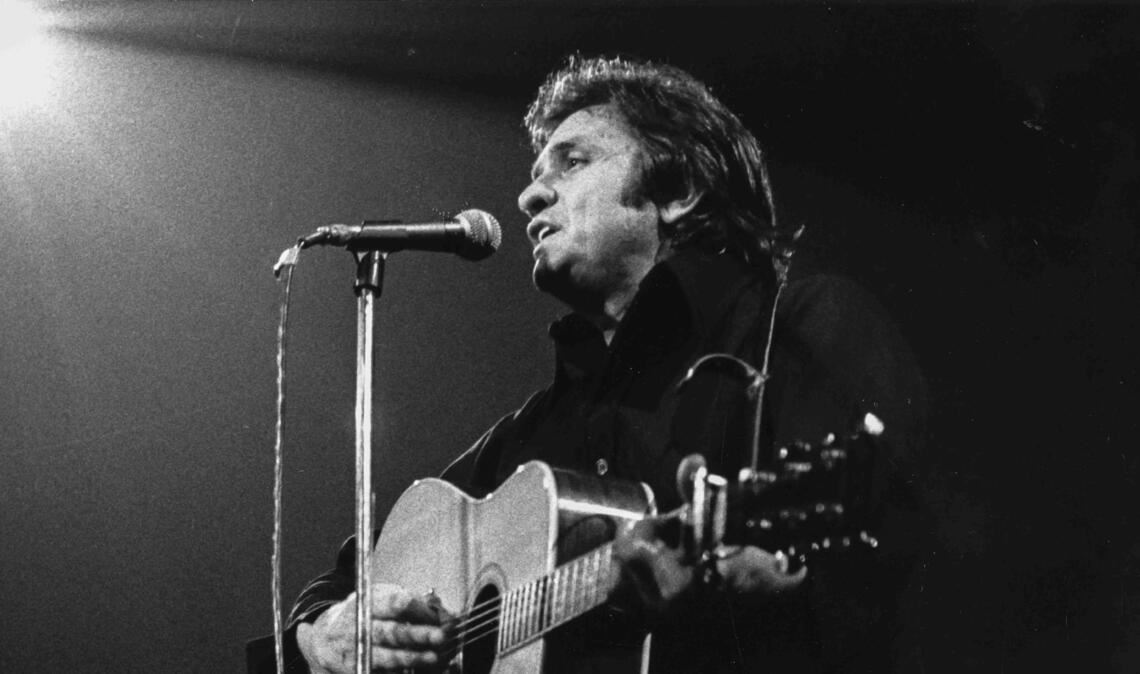 Johnny Cash in der Royal Albert Hall in den London (1960er Jahre).