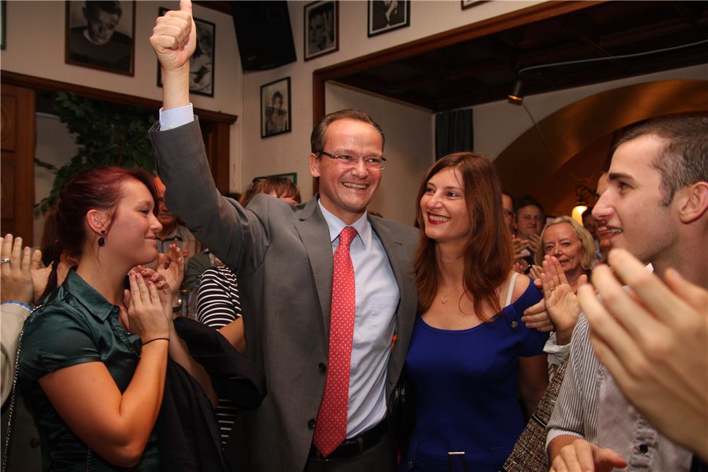 Jubel bei der Union. Gunther Krichbaum am Wahlabend. (Foto: Wacker)