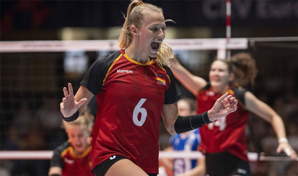 Jubel im Nationaltrikot: Außenangreiferin Antonia Stautz von Allianz MTV Stuttgart ist ein wichtiger Bestandteil des deutschen WM-Teams.