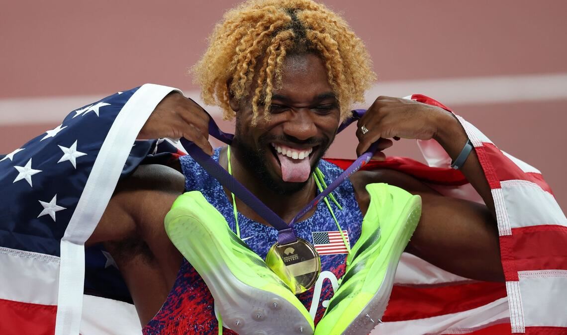 Jubelt nach großer Show über Gold: Noah Lyles.