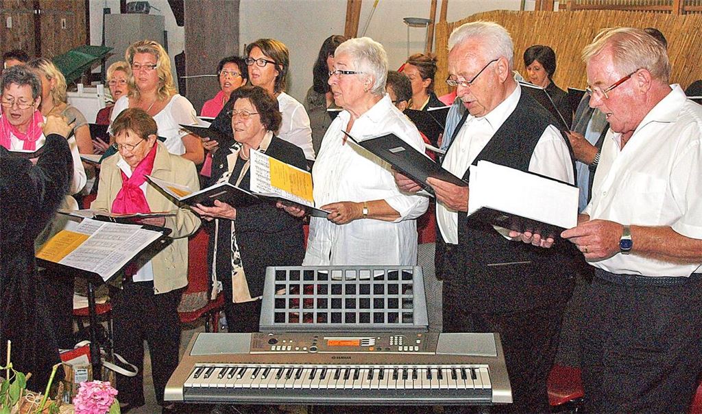 Juli 2012: Der Sängerbund Lomersheim tritt, verstärkt durch Projektsänger, bei einer Matinee in der Kelter auf. Foto: Archiv