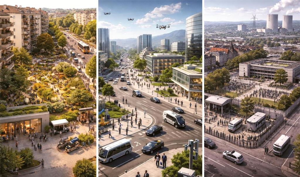 KI-Bilder der Wahlprogramme, von links nach rechts: Linke,  CDU, AfD.