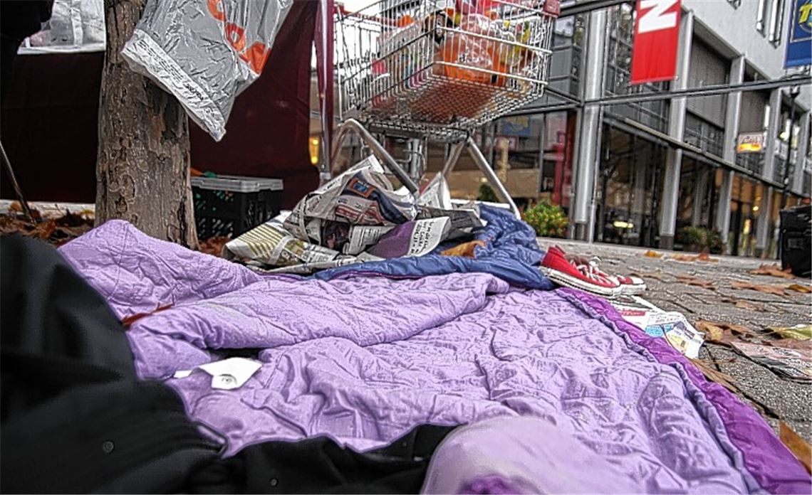 Kalt, hart, zugig: Der nachgebaute Schlafplatz führt ein drängendes Problem vor Augen.