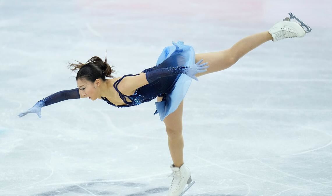 Kaori Sakamoto aus Japan steht vor ihrem vierten WM-Titel.