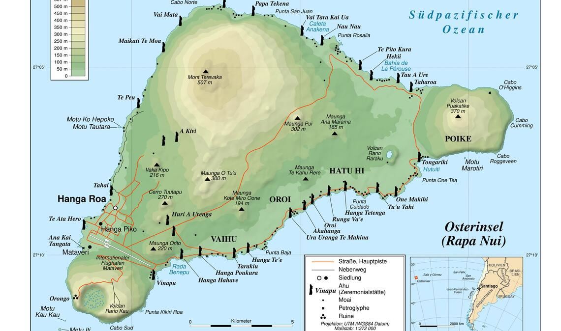 Karte der Osterinsel.