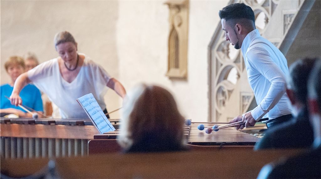 Katarzyna Mycka und Conrado Moya – gefeierte Künstler am Marimbaphon. Foto: Fotomoment