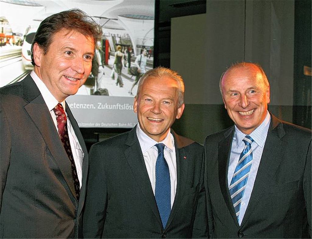 Kein Unbekannter in der Region: Bahn-Chef Rüdiger Grube (Mitte) im vergangenen Jahr bei der Industrie- und Handelskammer mit Präsident Thost (re.) und Hauptgeschäftsführer Keppler.